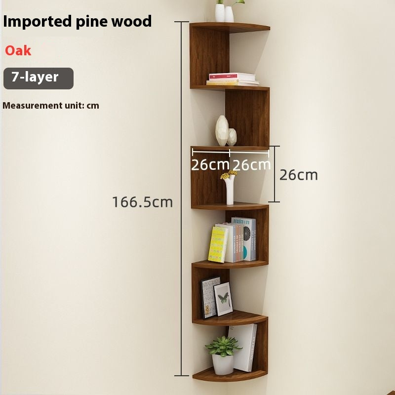Solid Wood Corner Bookshelf Multi-layer