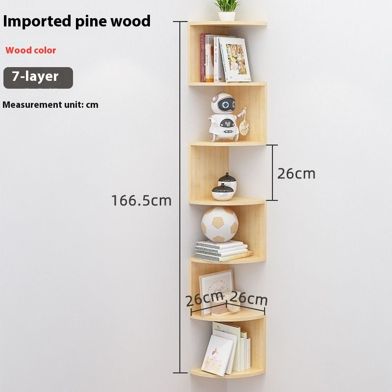 Solid Wood Corner Bookshelf Multi-layer