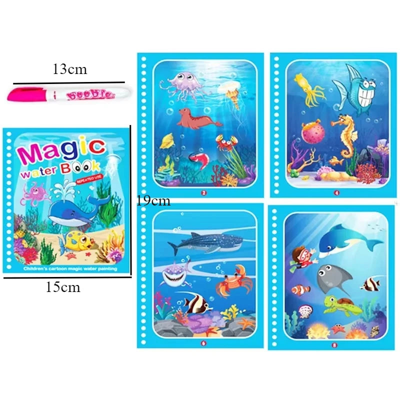 “Reusable Magic Water Drawing Book – Early Learning Toy with Pen”