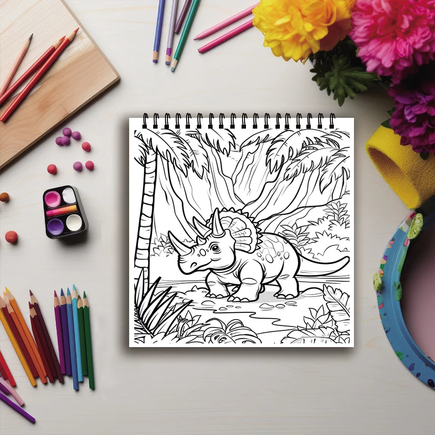 Dinosaur Coloring Book for Kids – 32 Fun Pages (7.87” x 7.87”) – Gift Idea for Boys & Girls