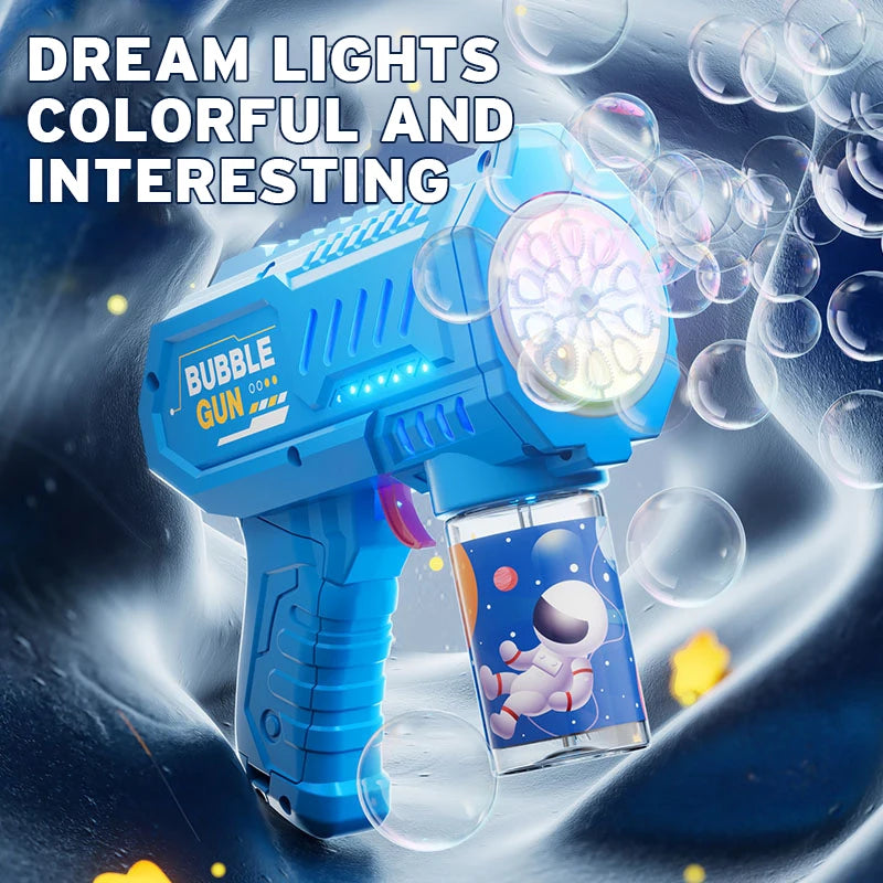 10-Hole Automatic Bubble Gun for Kids – Handheld Light-Up Toy (No Battery/Water)
