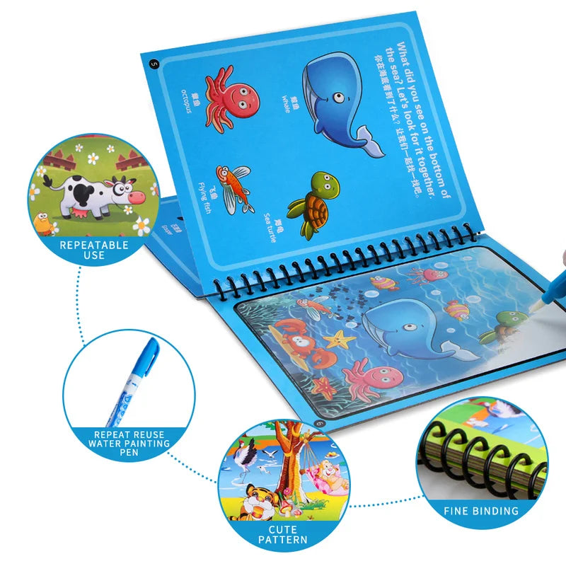 “Magic Water Drawing Book – Reusable Montessori Sensory Toy for Kids”