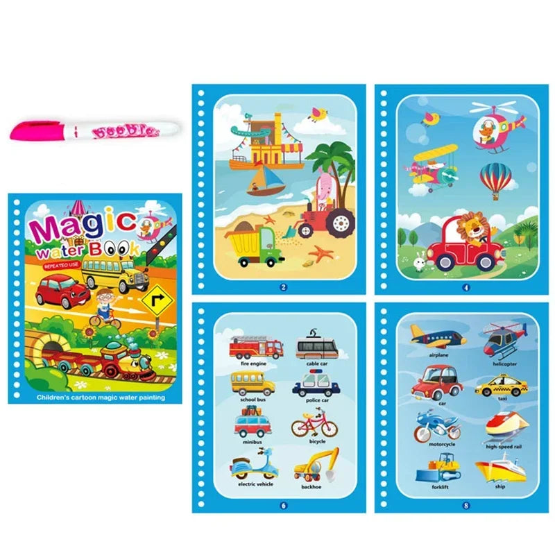 “Reusable Magic Water Drawing Book – Early Learning Toy with Pen”