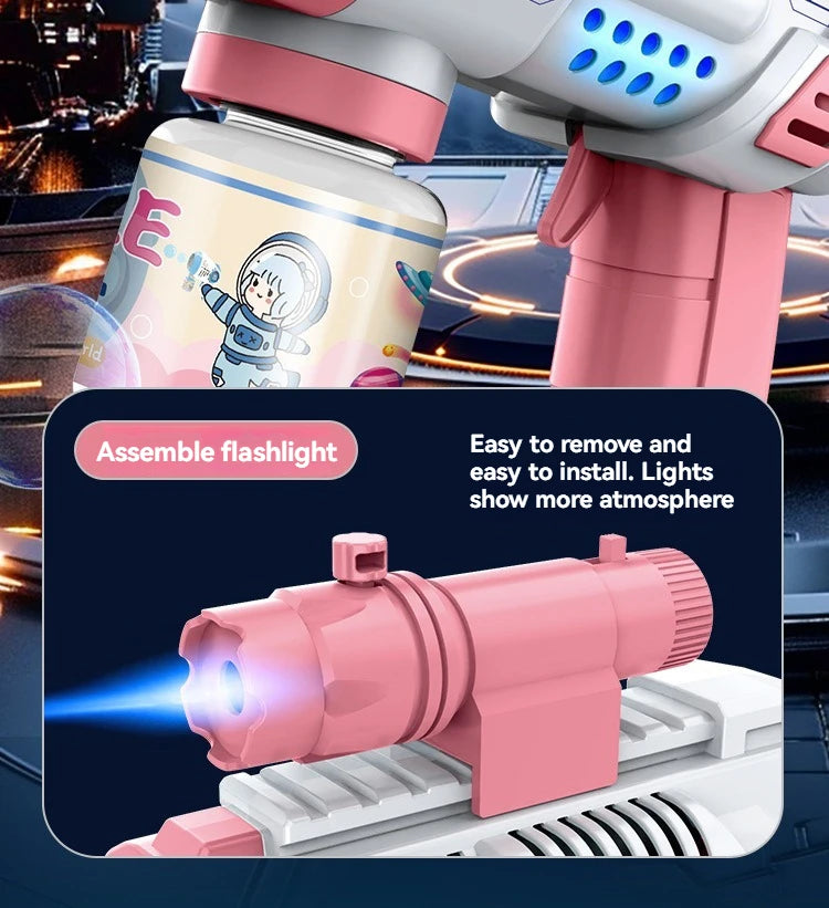 “12-Hole Automatic Bubble Gun – Electric Bubble Blower with Lights for Kids”
