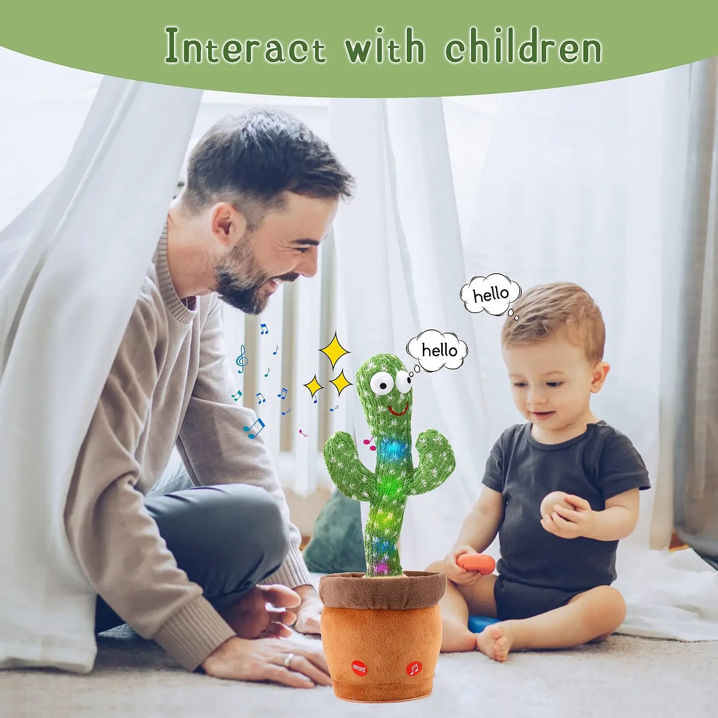 “Rechargeable Dancing Cactus Toy – Singing & Glowing Plush for Babies”