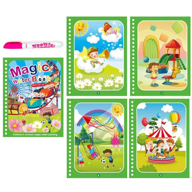 “Reusable Magic Water Drawing Book – Early Learning Toy with Pen”