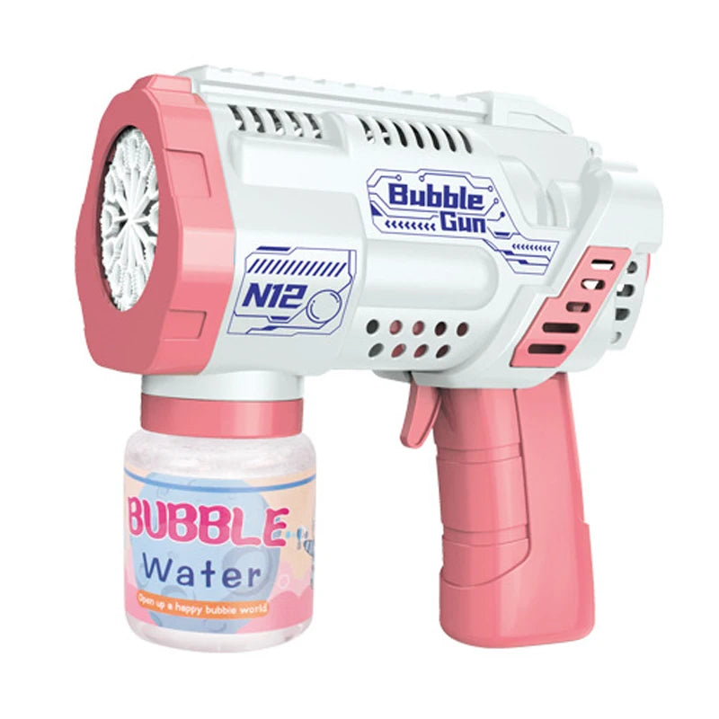 “12-Hole Automatic Bubble Gun – Electric Bubble Blower with Lights for Kids”