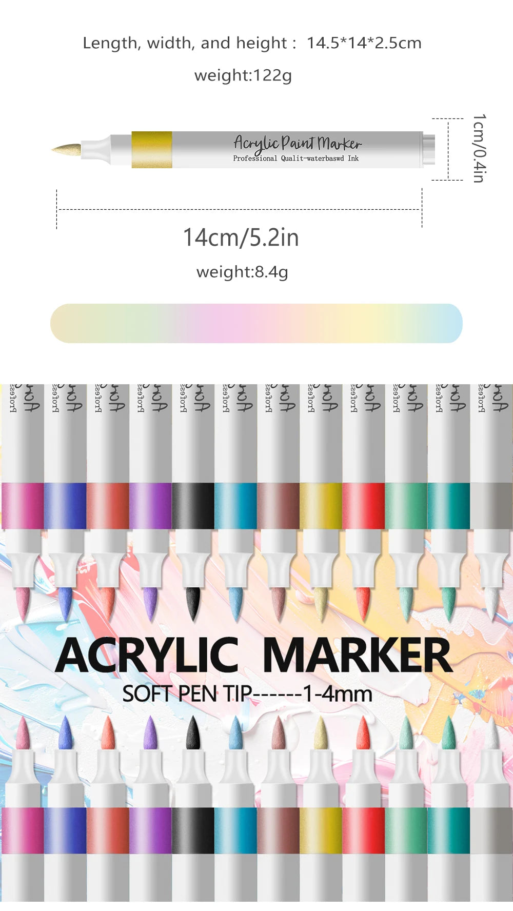 Acrylic Paint Marker Pens – 12/24 Colors, Soft Tip, Waterproof & Opaque