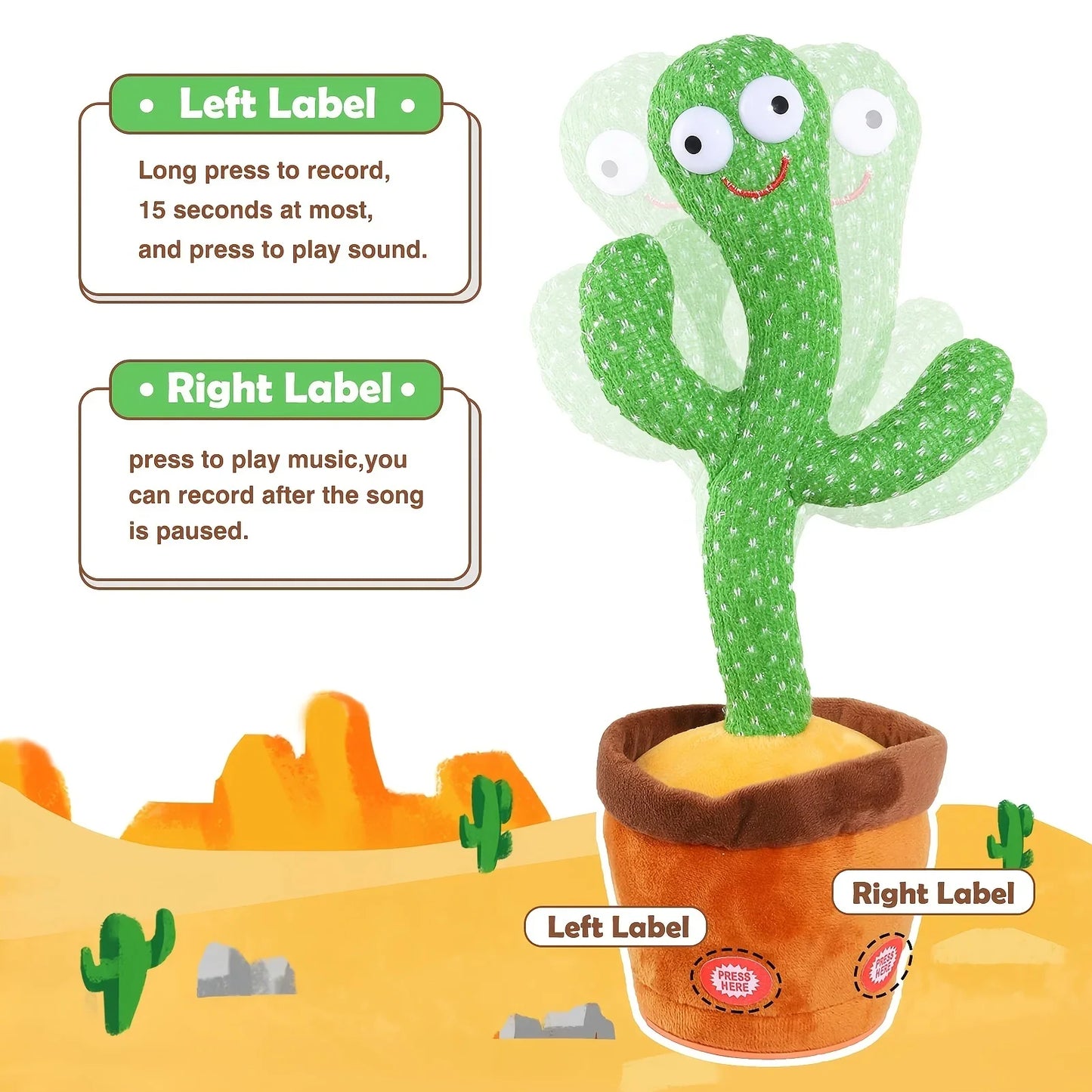 “Rechargeable Dancing Cactus Toy – Singing & Glowing Plush for Babies”