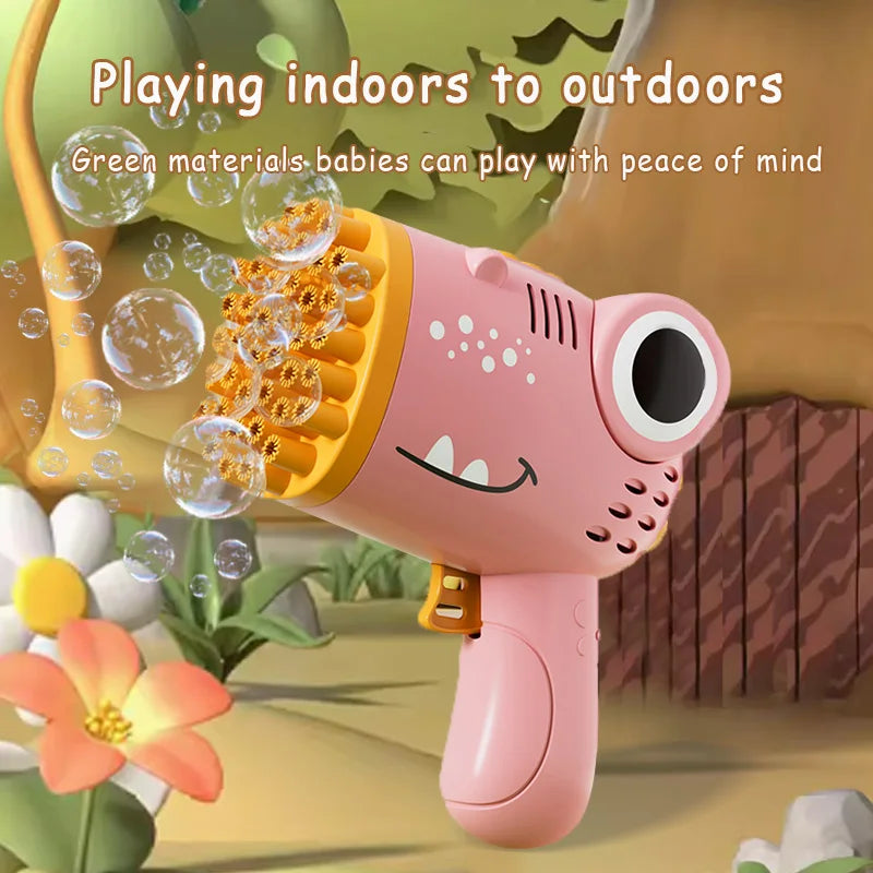40-Hole Dinosaur Bubble Gun – Electric Handheld Bubble Machine for Outdoor Parties (No Bubble Water)