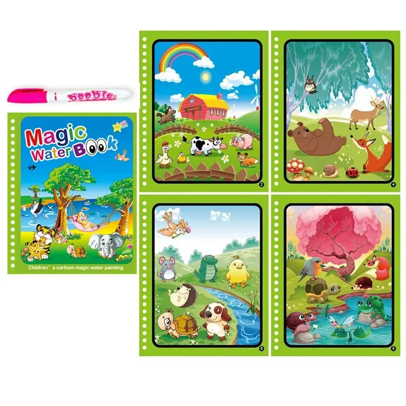 “Reusable Magic Water Drawing Book – Early Learning Toy with Pen”