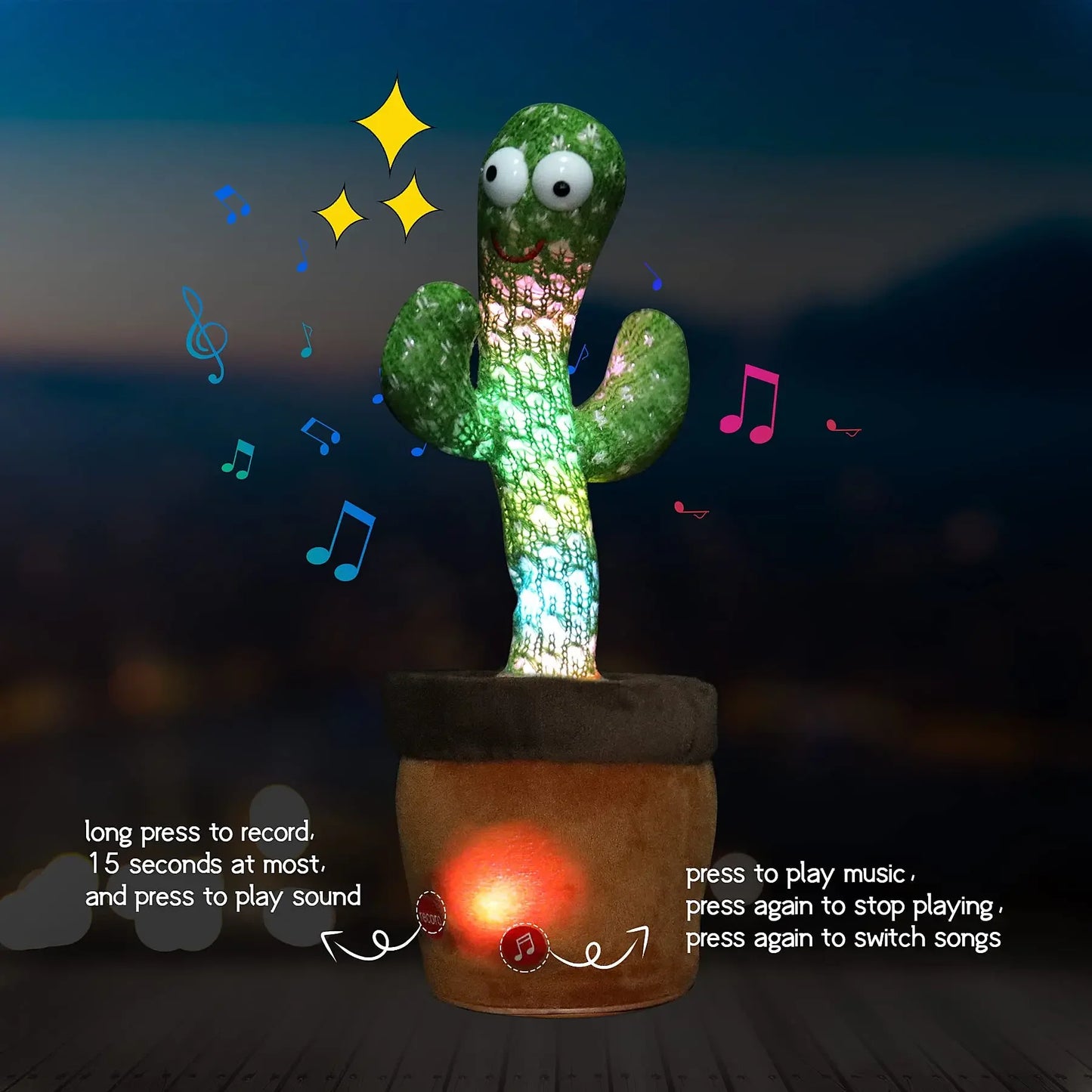 “Rechargeable Dancing Cactus Toy – Singing & Glowing Plush for Babies”