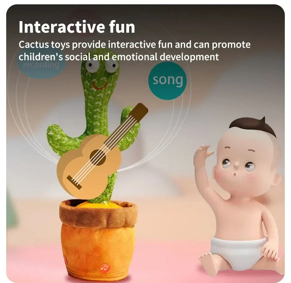 “Rechargeable Dancing Cactus Toy – Singing & Glowing Plush for Babies”