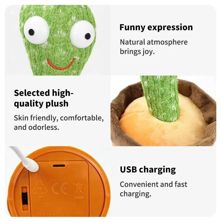 “Rechargeable Dancing Cactus Toy – Singing & Glowing Plush for Babies”