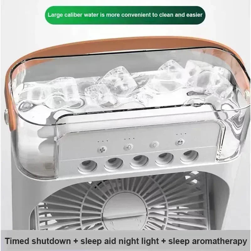 Portable Humidifier Fan 3 in 1 Air Conditioners USB Electric Fan LED Night Light USB 3 Speed Household Small Air Cooler
