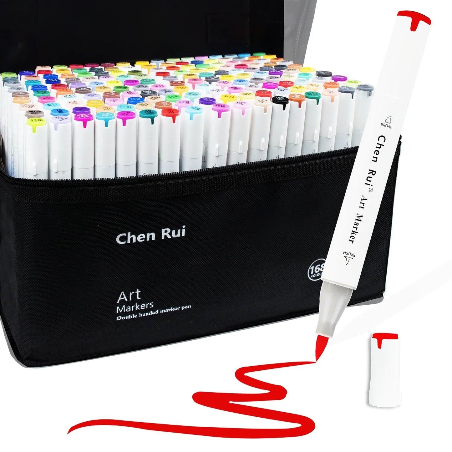 Alcohol Markers Set (48–168 Colors) – Dual Tip Brush & Chisel for Sketching & Coloring