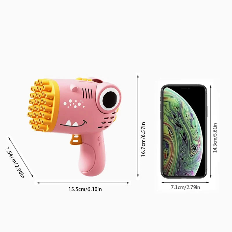 40-Hole Dinosaur Bubble Gun – Electric Handheld Bubble Machine for Outdoor Parties (No Bubble Water)