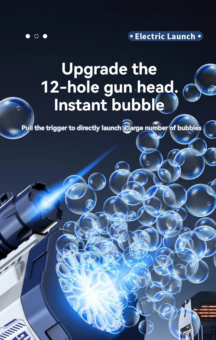 “12-Hole Automatic Bubble Gun – Electric Bubble Blower with Lights for Kids”