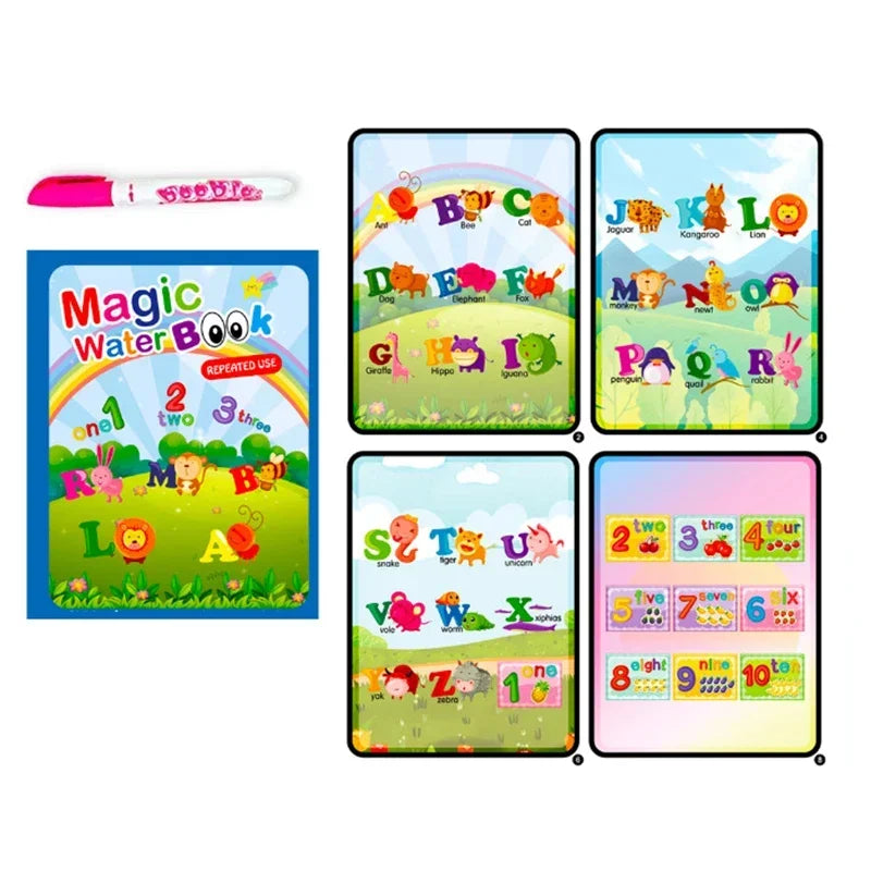 “Reusable Magic Water Drawing Book – Early Learning Toy with Pen”
