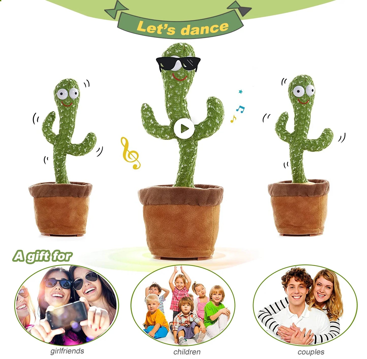 “Rechargeable Dancing Cactus Toy – Singing & Glowing Plush for Babies”