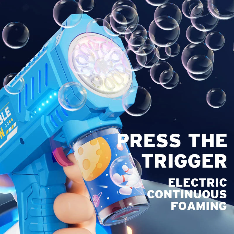10-Hole Automatic Bubble Gun for Kids – Handheld Light-Up Toy (No Battery/Water)