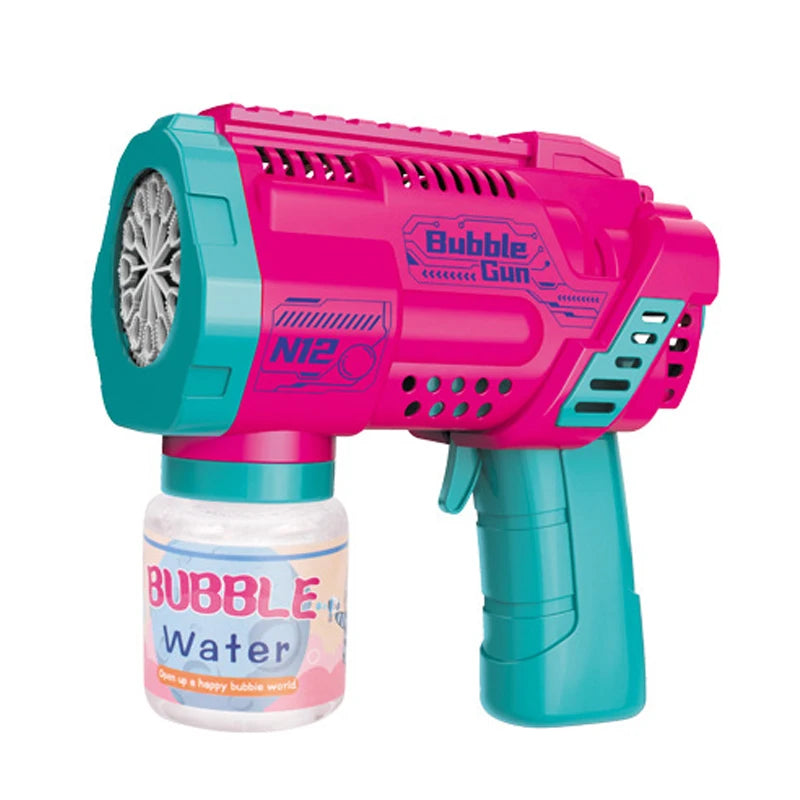 “12-Hole Automatic Bubble Gun – Electric Bubble Blower with Lights for Kids”