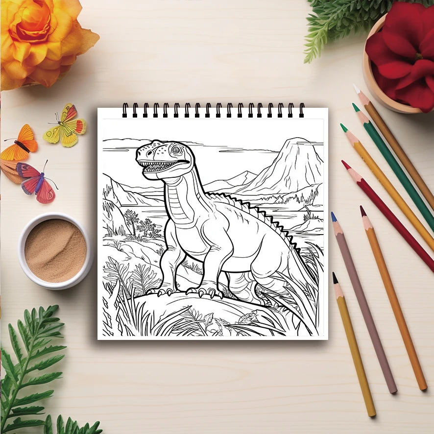 Dinosaur Coloring Book for Kids – 32 Fun Pages (7.87” x 7.87”) – Gift Idea for Boys & Girls