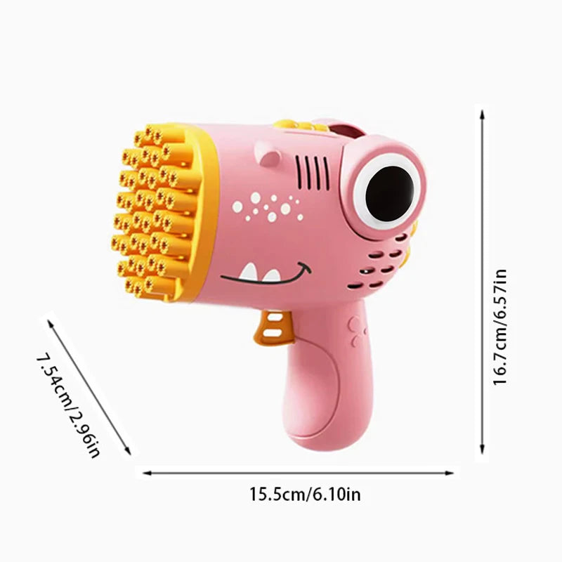 40-Hole Dinosaur Bubble Gun – Electric Handheld Bubble Machine for Outdoor Parties (No Bubble Water)
