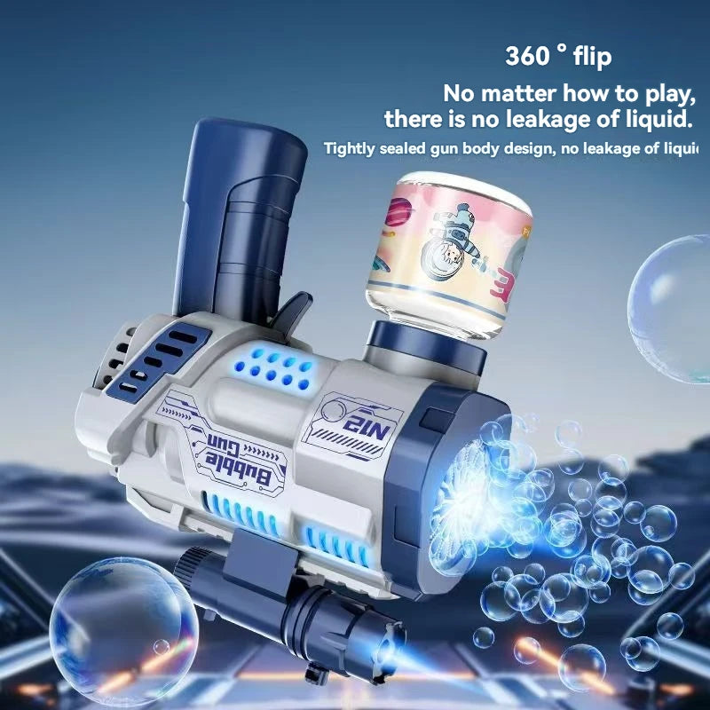 “12-Hole Automatic Bubble Gun – Electric Bubble Blower with Lights for Kids”
