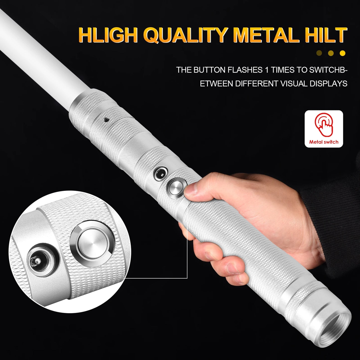 RGB Light Up Saber – 14-Color Metal Handle Lightsaber with Sound & USB Rechargeable