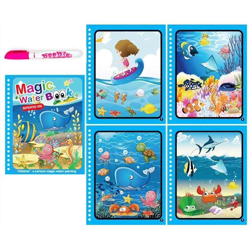 “Reusable Magic Water Drawing Book – Early Learning Toy with Pen”