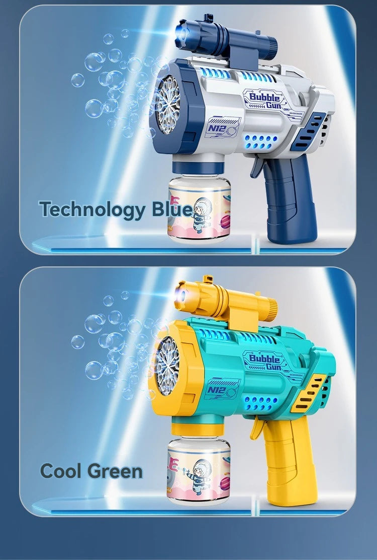 “12-Hole Automatic Bubble Gun – Electric Bubble Blower with Lights for Kids”
