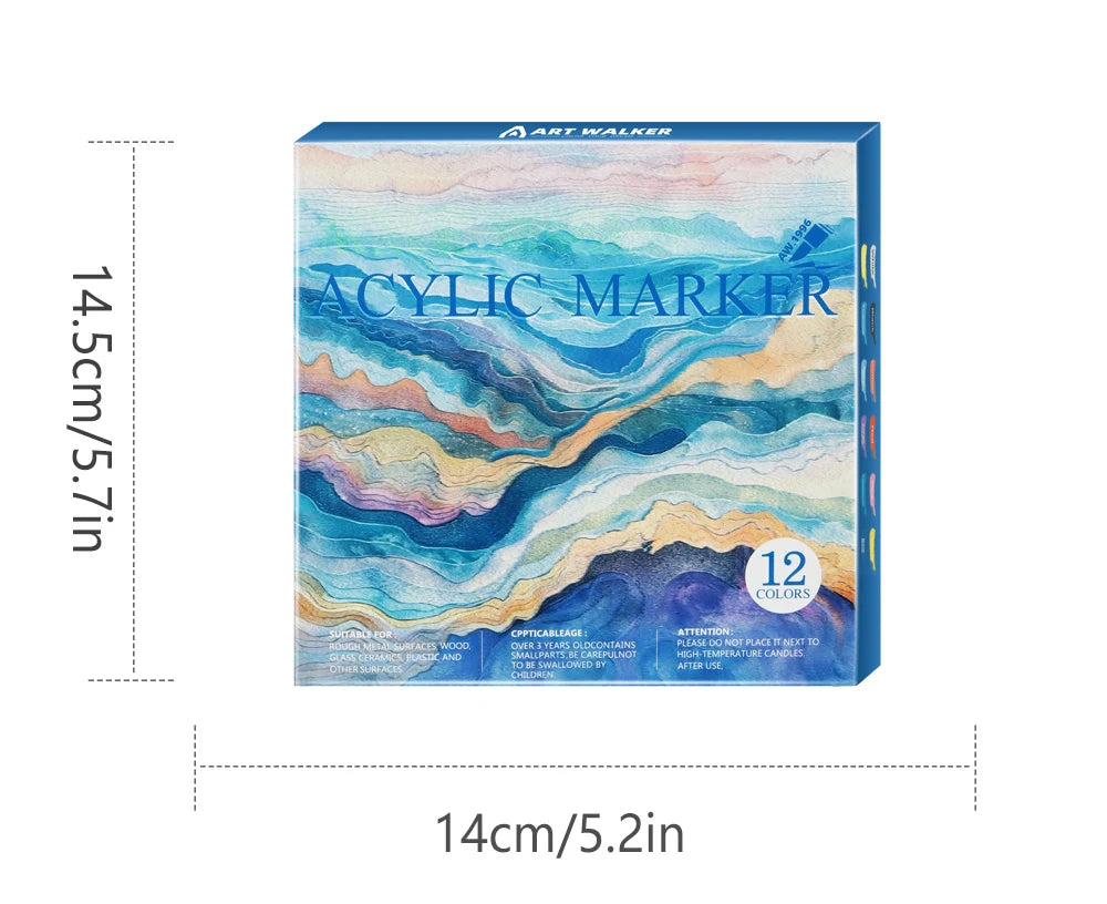 Acrylic Paint Marker Pens – 12/24 Colors, Soft Tip, Waterproof & Opaque