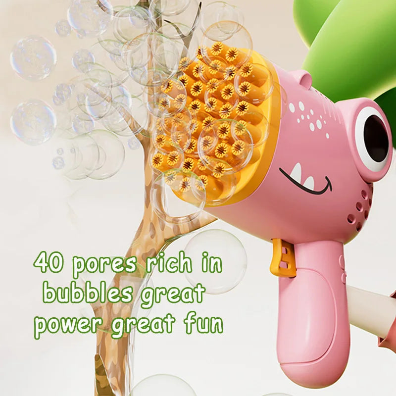 40-Hole Dinosaur Bubble Gun – Electric Handheld Bubble Machine for Outdoor Parties (No Bubble Water)