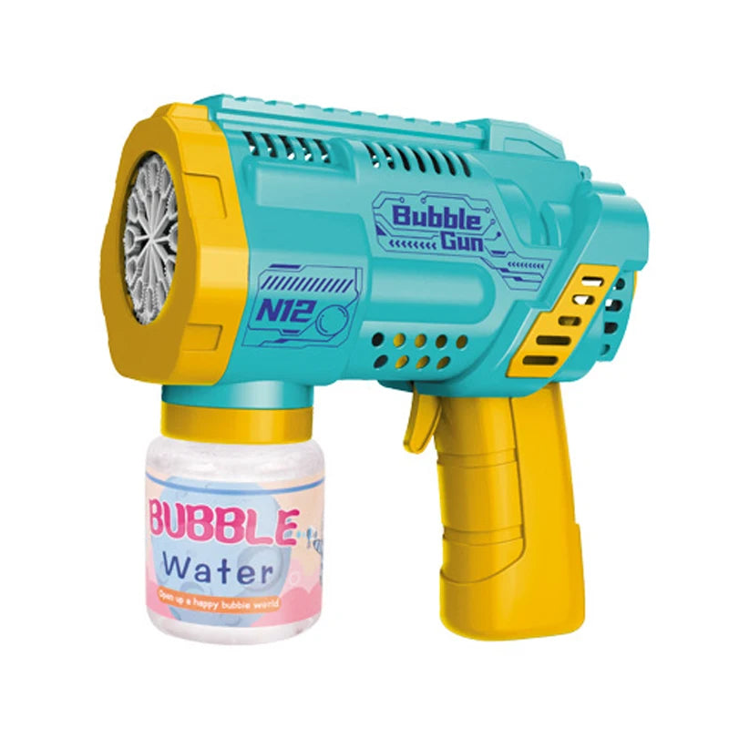“12-Hole Automatic Bubble Gun – Electric Bubble Blower with Lights for Kids”