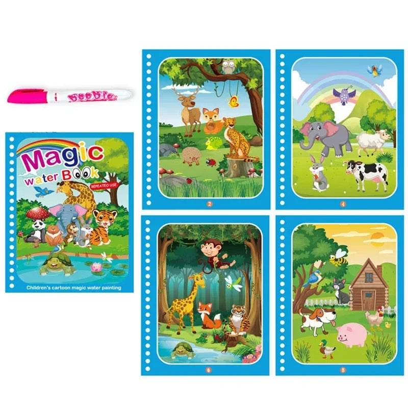 “Reusable Magic Water Drawing Book – Early Learning Toy with Pen”