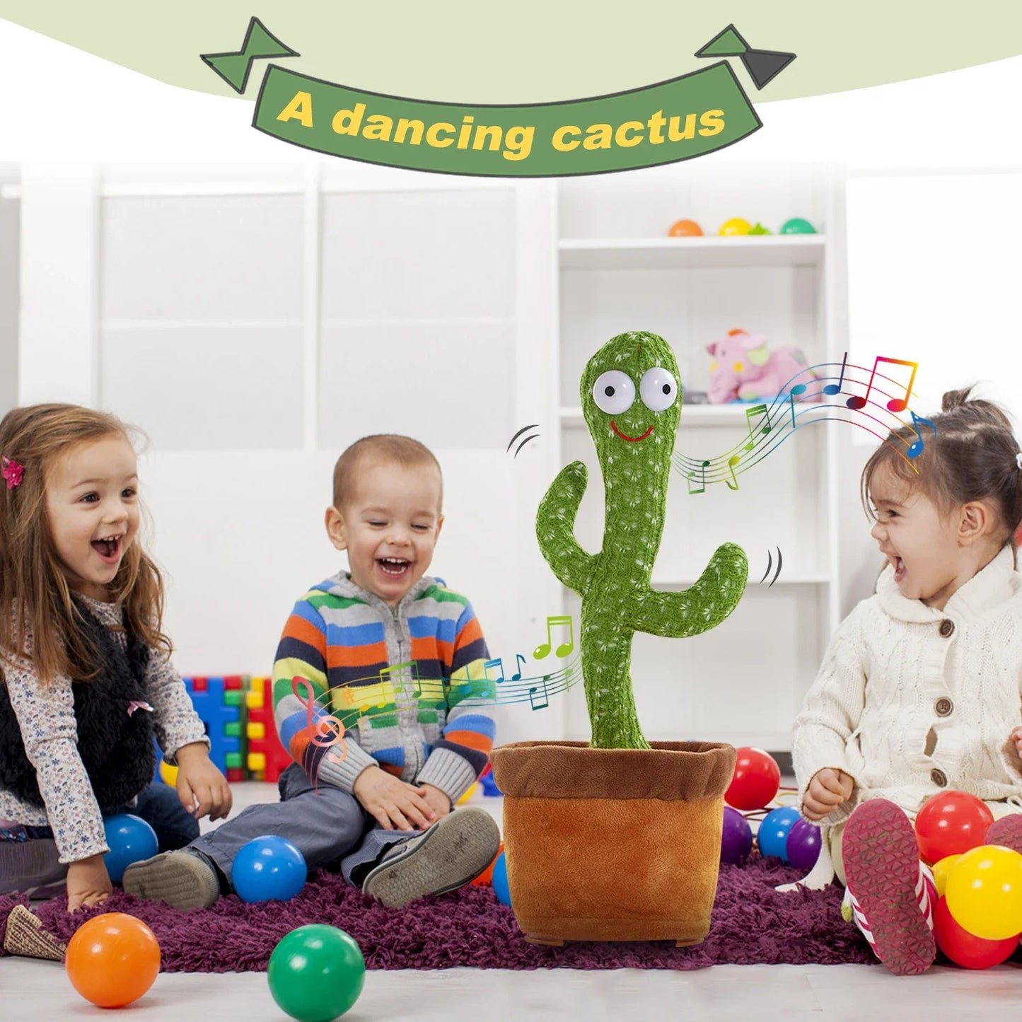 “Rechargeable Dancing Cactus Toy – Singing & Glowing Plush for Babies”