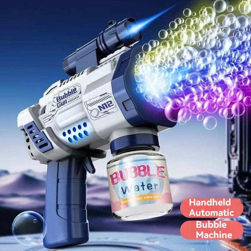 “12-Hole Automatic Bubble Gun – Electric Bubble Blower with Lights for Kids”