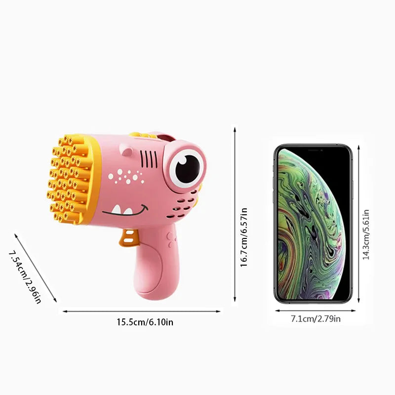 40-Hole Dinosaur Bubble Gun – Electric Handheld Bubble Machine for Outdoor Parties (No Bubble Water)