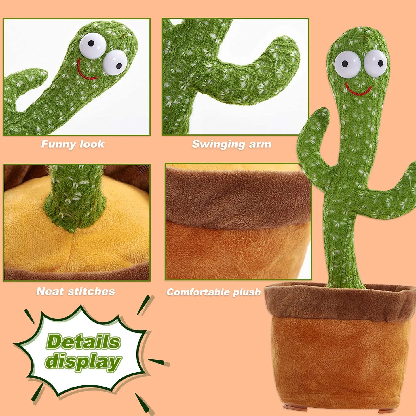 “Rechargeable Dancing Cactus Toy – Singing & Glowing Plush for Babies”