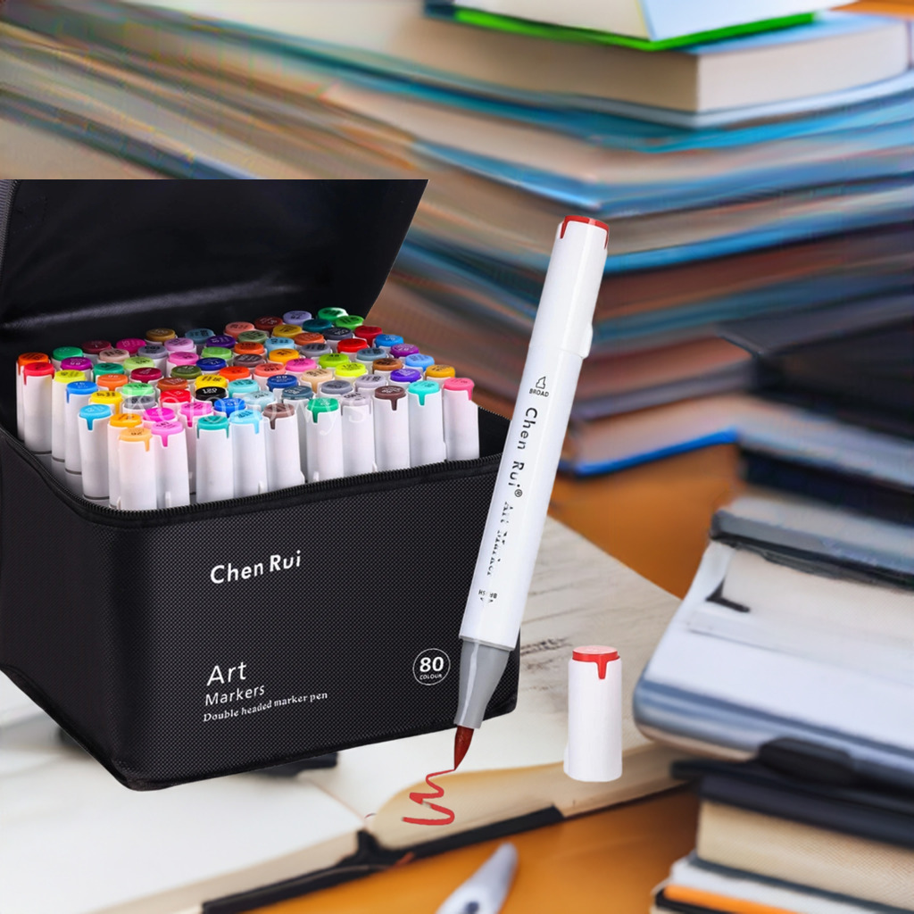 Alcohol Markers Set (48–168 Colors) – Dual Tip Brush & Chisel for Sketching & Coloring