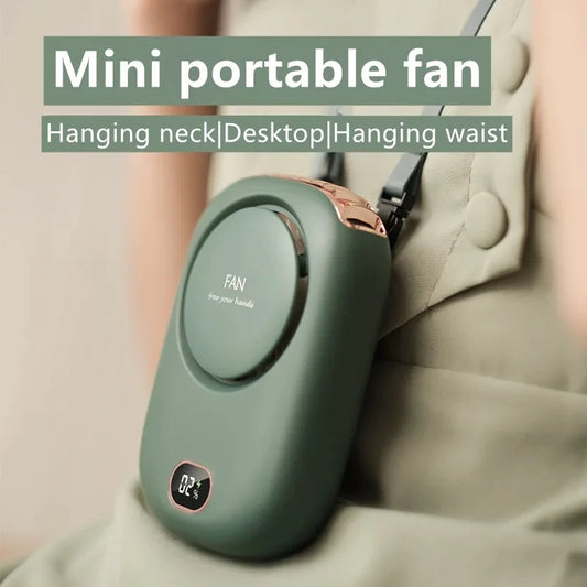 New Cross-border Lazy Halterneck Fan Bladeless USB Charging Mini Small Fan Big Wind Power Neck Halter Waist Fan