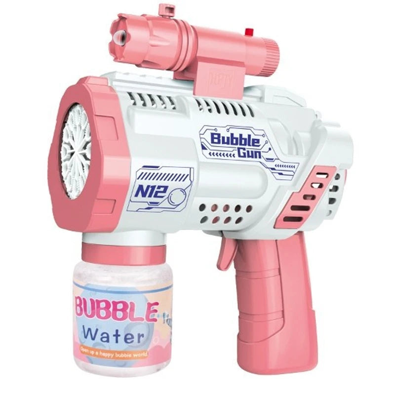 “12-Hole Automatic Bubble Gun – Electric Bubble Blower with Lights for Kids”