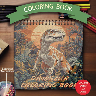 Dinosaur Coloring Book for Kids – 32 Fun Pages (7.87” x 7.87”) – Gift Idea for Boys & Girls